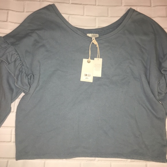 NWT Lucky Brand Baby Blue Ruffle Sweater Sweatshir - Picture 8 of 8
